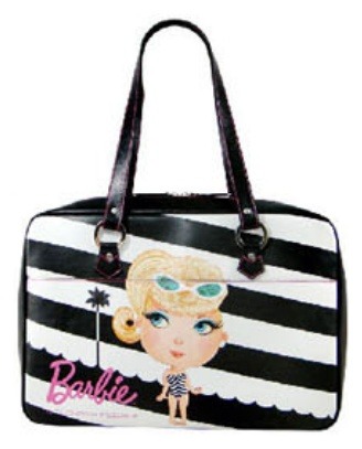 Connie — Barbie Stripes with Black Leather